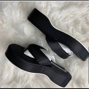 Zara Black Satin Thong Sandal, sz 7.5